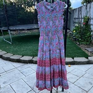 Calypso St. Barth Pink and Blue Floral Maxi Dress